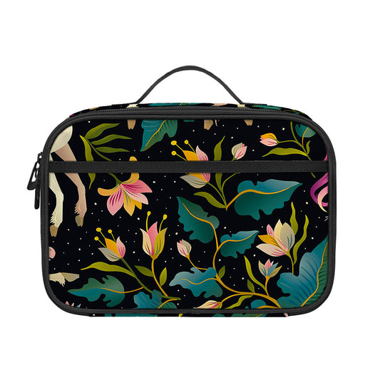 Night Floral Unicorn Pattern Print Portable Lunch Bag