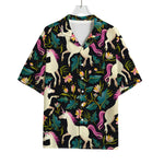 Night Floral Unicorn Pattern Print Rayon Hawaiian Shirt