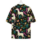 Night Floral Unicorn Pattern Print Rayon Hawaiian Shirt