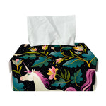 Night Floral Unicorn Pattern Print Rectangle Tissue Box Cover