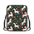 Night Floral Unicorn Pattern Print Rectangular Crossbody Bag