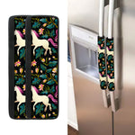 Night Floral Unicorn Pattern Print Refrigerator Handle Covers