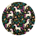 Night Floral Unicorn Pattern Print Round Blanket