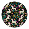 Night Floral Unicorn Pattern Print Round Floor Mat