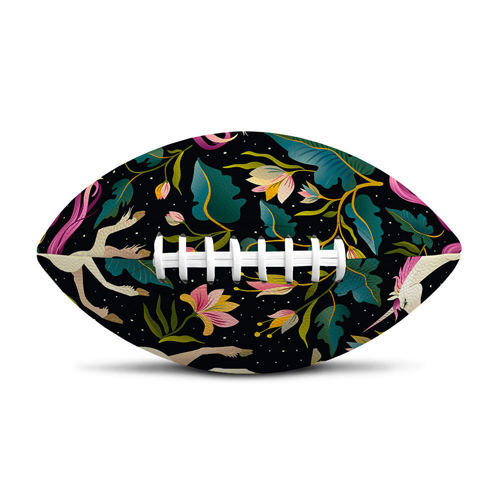 Night Floral Unicorn Pattern Print Rugby Ball