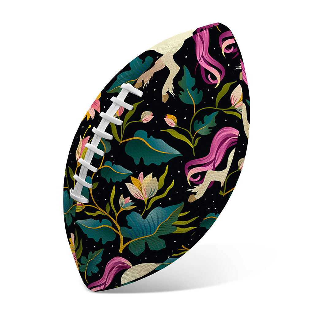 Night Floral Unicorn Pattern Print Rugby Ball