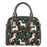 Night Floral Unicorn Pattern Print Shoulder Handbag
