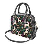 Night Floral Unicorn Pattern Print Shoulder Handbag