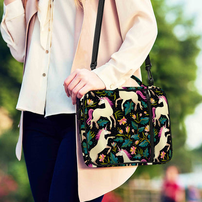 Night Floral Unicorn Pattern Print Shoulder Strap Bible Bag