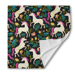 Night Floral Unicorn Pattern Print Silk Bandana