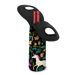 Night Floral Unicorn Pattern Print Single Neoprene Wine Tote
