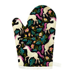 Night Floral Unicorn Pattern Print Single Oven Mitt