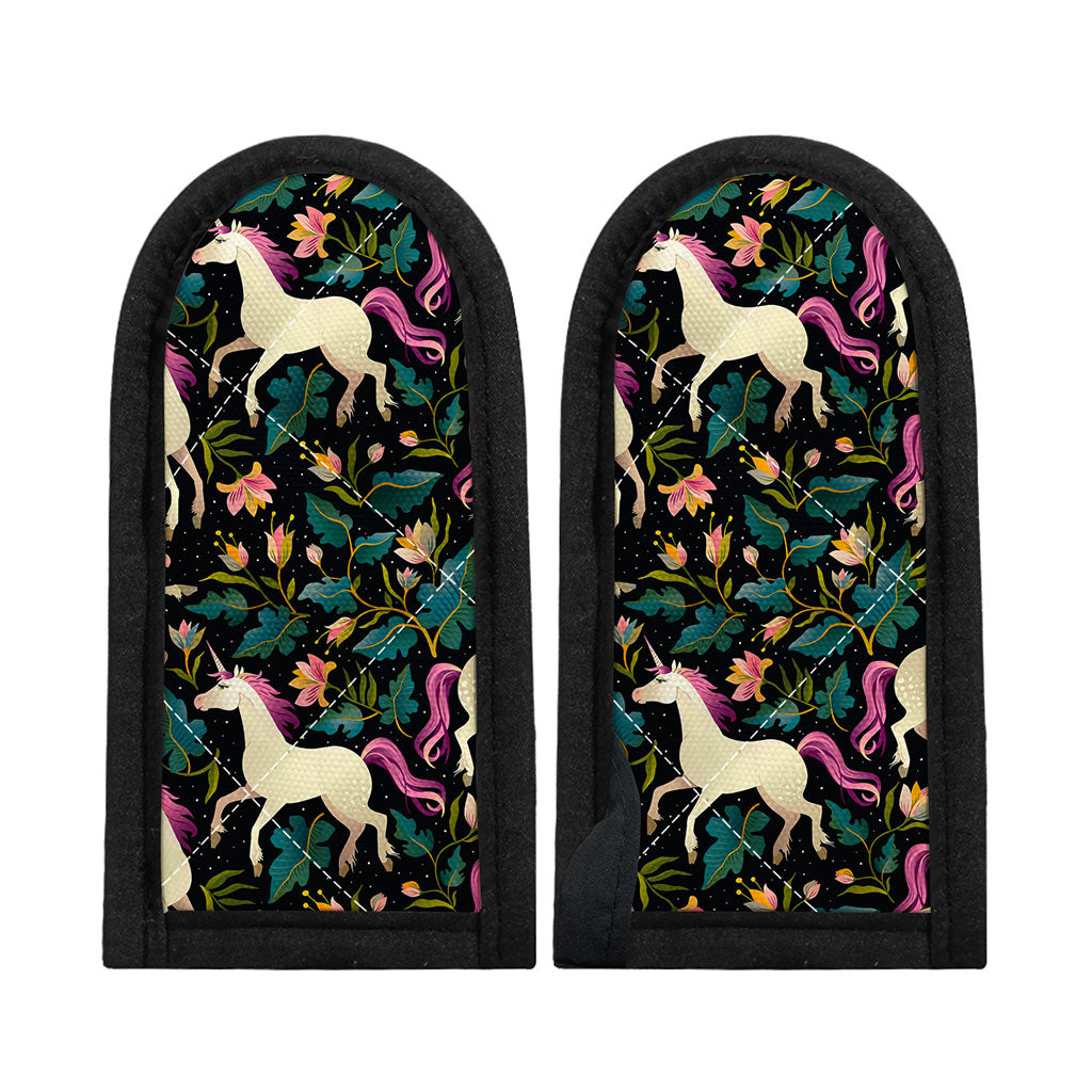Night Floral Unicorn Pattern Print Skillet Handle Cover