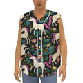 Night Floral Unicorn Pattern Print Sleeveless Baseball Jersey
