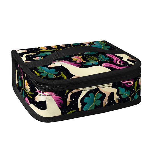 Night Floral Unicorn Pattern Print Small Lunch Bag