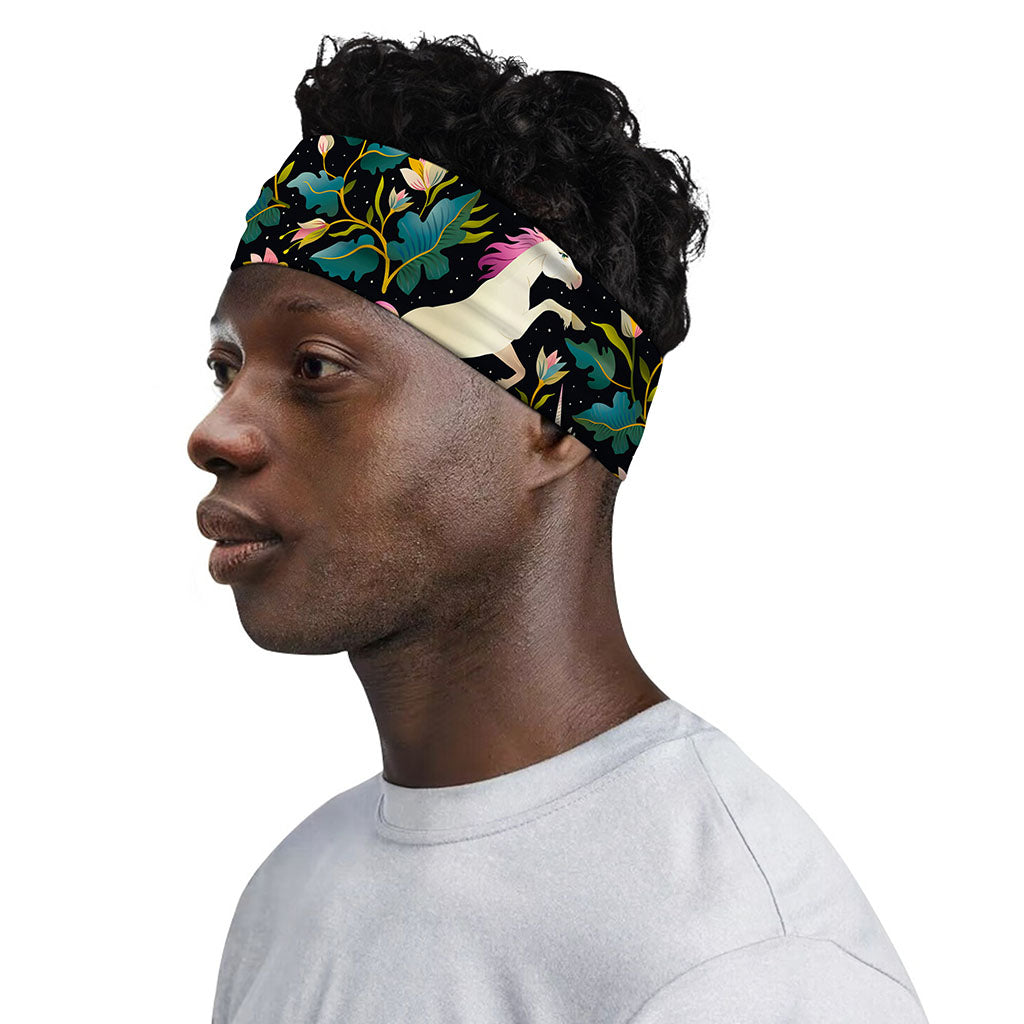 Night Floral Unicorn Pattern Print Sports Headband