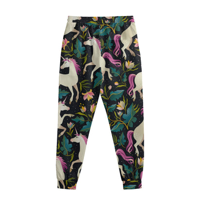 Night Floral Unicorn Pattern Print Sweatpants