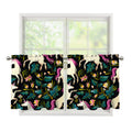Night Floral Unicorn Pattern Print Tier Curtains