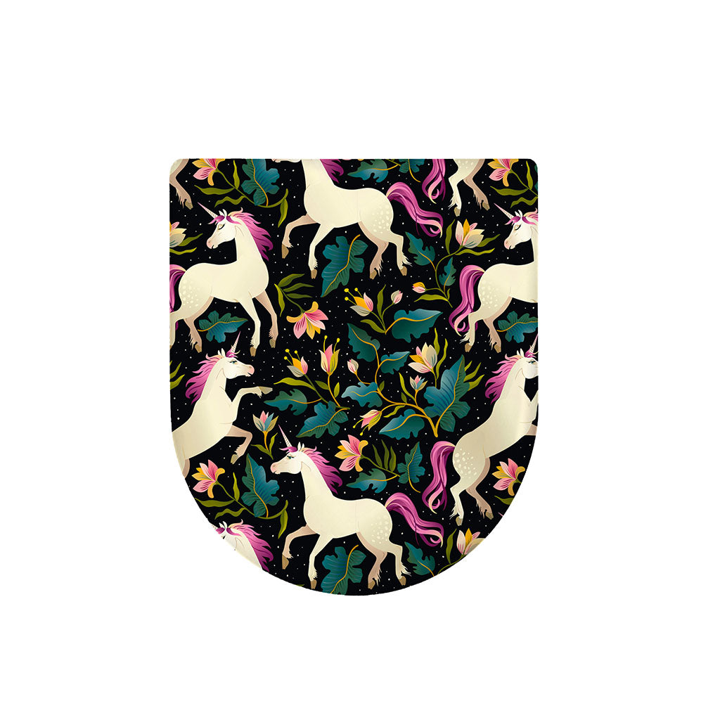 Night Floral Unicorn Pattern Print Toilet Lid Cover