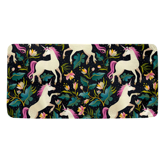 Night Floral Unicorn Pattern Print Towel
