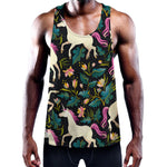 Night Floral Unicorn Pattern Print Training Tank Top