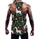 Night Floral Unicorn Pattern Print Training Tank Top