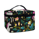 Night Floral Unicorn Pattern Print Travel Makeup Bag