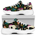 Night Floral Unicorn Pattern Print White Chunky Shoes