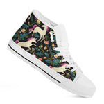 Night Floral Unicorn Pattern Print White High Top Sneakers