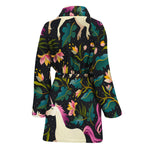 Night Floral Unicorn Pattern Print Women's Bathrobe