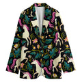 Night Floral Unicorn Pattern Print Women's Cotton Blazer