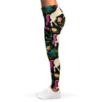 Night Floral Unicorn Pattern Print Women's Leggings