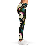 Night Floral Unicorn Pattern Print Women's Leggings