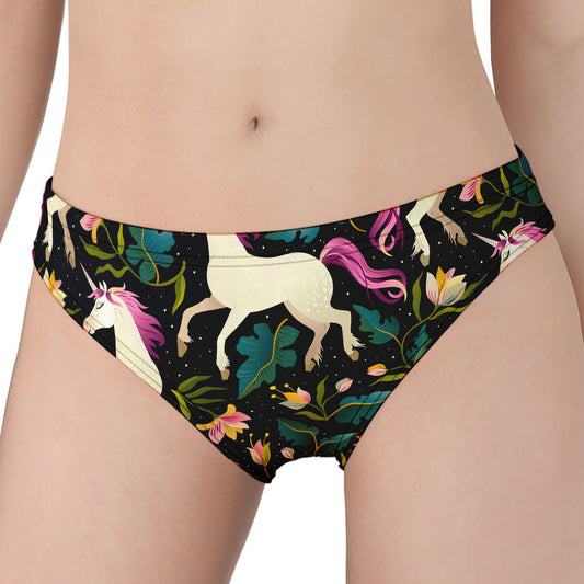 Night Floral Unicorn Pattern Print Women's Panties