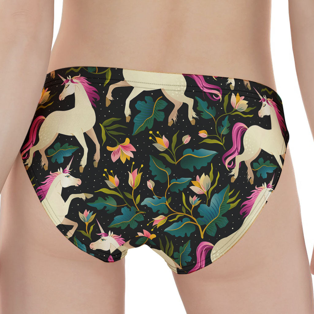 Night Floral Unicorn Pattern Print Women's Panties