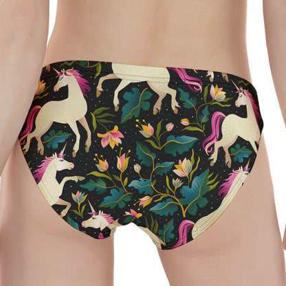 Night Floral Unicorn Pattern Print Women's Panties