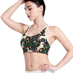 Night Floral Unicorn Pattern Print Women's Sports Bra