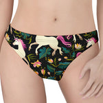 Night Floral Unicorn Pattern Print Women's Thong