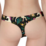 Night Floral Unicorn Pattern Print Women's Thong