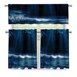 Night Forest And Moonlight Print 3 Piece Kitchen Curtains
