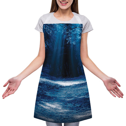 Night Forest And Moonlight Print Adjustable Apron