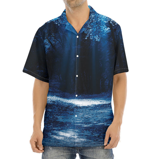 Night Forest And Moonlight Print Aloha Shirt