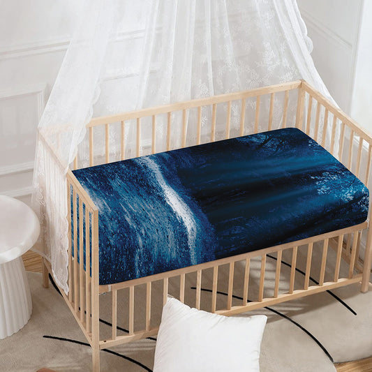 Night Forest And Moonlight Print Baby Crib Sheet