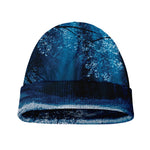 Night Forest And Moonlight Print Beanie