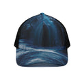 Night Forest And Moonlight Print Black Mesh Trucker Hat