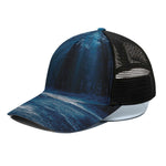 Night Forest And Moonlight Print Black Mesh Trucker Cap