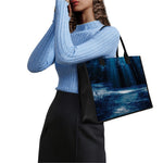 Night Forest And Moonlight Print Canvas Tote Bag