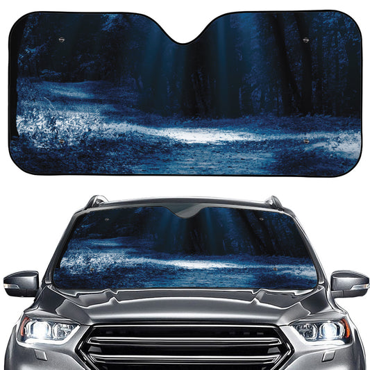 Night Forest And Moonlight Print Car Windshield Sun Shade