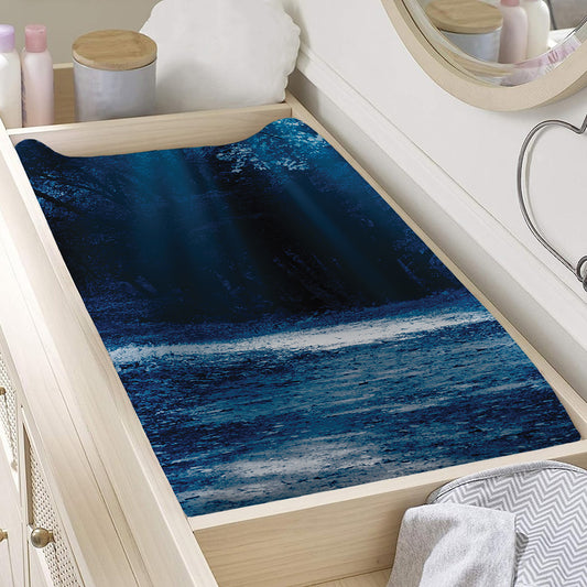 Night Forest And Moonlight Print Changing Pad Cover