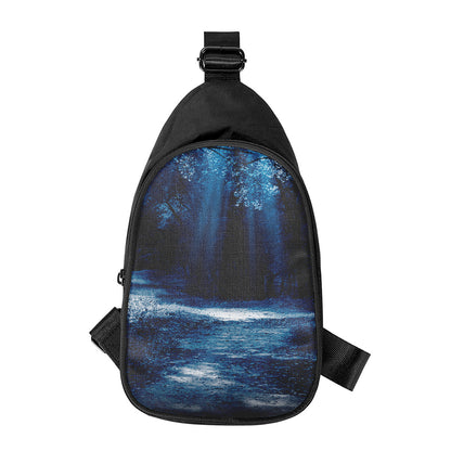 Night Forest And Moonlight Print Chest Bag